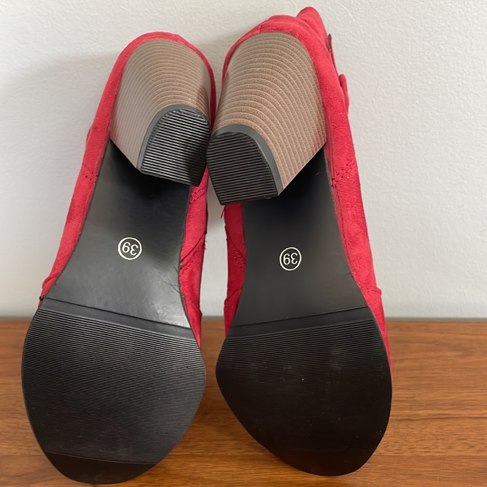 YAO FEI RED HIGH HEEL ANKLE BOOTS - Picture 11 of 16